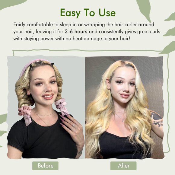 Heatless Hair Curler,Heatless Curling Rod Headband,No Heat Curling Headband,Hair - Picture 2 of 16